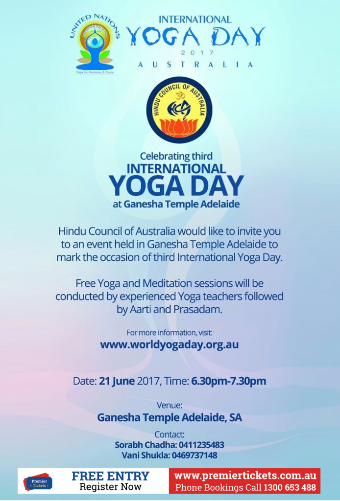 INTERNATIONAL YOGA DAY @ ADELAIDE  – FREE Registration