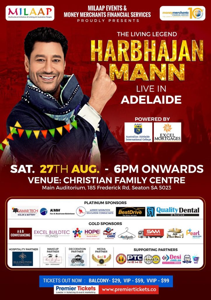 The Living Legend Harbhajan Mann Live in Concert 2022 – Adelaide